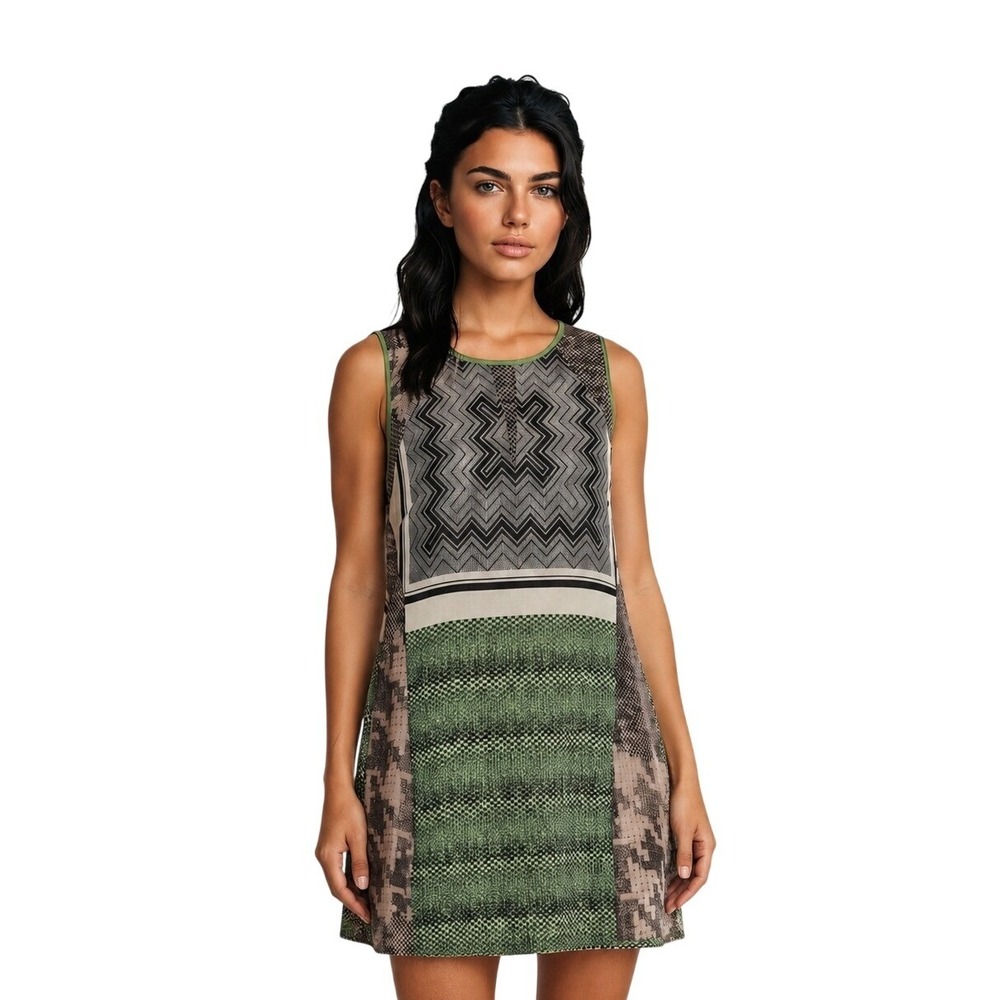 W118 Walter‎ Baker Fit & Flair Mini Dress Women's Size Large Green Geometric